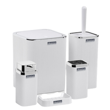 تحميل الصورة في عارض المعرض، طقم اكسسوارات حمام - طقم حمام ديكور 5 قطع (ستيلا) - إطار فضي