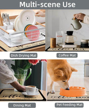 Load image into Gallery viewer, Multifunctional mats used in various settings including dish drying, coffee preparation, dining, and pet feeding.