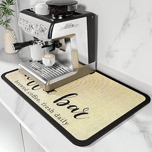 Load image into Gallery viewer, Coffee machine on a mat with 'fresh daily' text in a kitchen setting