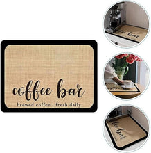 Load image into Gallery viewer, Doormat with 'coffee bar' text in a kitchen setting