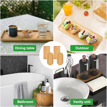 تحميل الصورة في عارض المعرض، Collage of dining table, outdoor setting, bathroom, and vanity unit with wooden products.