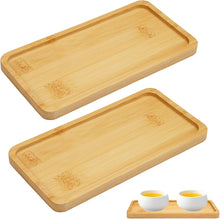 تحميل الصورة في عارض المعرض، Two wooden trays with a small tray at the bottom holding two white cups.