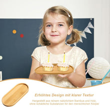 Load image into Gallery viewer, Young girl holding a wooden tray with cupcakes in a classroom setting