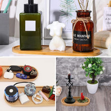 Load image into Gallery viewer, Collage of various decorative items including a green bottle, brown vase, and small plants on wooden trays.