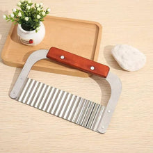 Load image into Gallery viewer, 1 Pc Crinkle Cutter - Wavy Slicer for Vegetables and Fruits with Wooden Handle