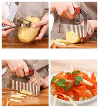 Load image into Gallery viewer, 1 Pc Crinkle Cutter - Wavy Slicer for Vegetables and Fruits with Wooden Handle