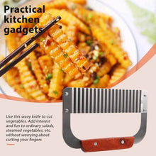 Load image into Gallery viewer, 1 Pc Crinkle Cutter - Wavy Slicer for Vegetables and Fruits with Wooden Handle