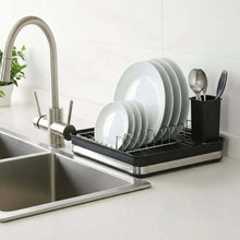 تحميل الصورة في عارض المعرض، Dish rack with plates and utensils next to a sink in a kitchen, featuring the El-Khiloud brand.