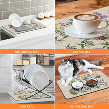 Load image into Gallery viewer, (45 x 60 cm) Absorbent Dish Drying Mat for Kitchen Counter | Foldable Rubber Drainer Pad for Dishes & Glasses