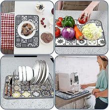 Load image into Gallery viewer, (45 x 60 cm) Absorbent Dish Drying Mat for Kitchen Counter | Foldable Rubber Drainer Pad for Dishes & Glasses