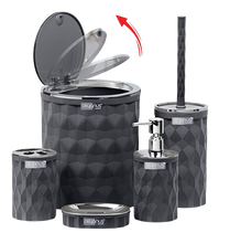 Load image into Gallery viewer, Bathroom Accessories Set - 5 Pcs Decor Bathroom Set (Diamond) - Silver Frame