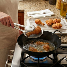 تحميل الصورة في عارض المعرض، 2-in-1 Stainless Steel Strainer & Tongs - Dual-Use Frying Skimmer & Food Clamp (30x12 cm)