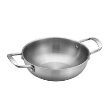 تحميل الصورة في عارض المعرض، 21cm Stainless Steel Serving Wok & Paella Plate | Heat-Safe Food Presentation Pot - Silver