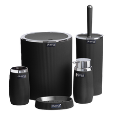 تحميل الصورة في عارض المعرض، طقم اكسسوارات حمام - طقم حمام ديكور 5 قطع (مخطط) - إطار فضي