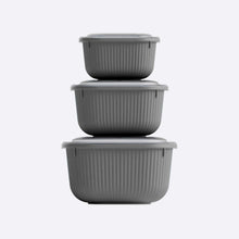 تحميل الصورة في عارض المعرض، Set of three gray storage containers stacked on a white background