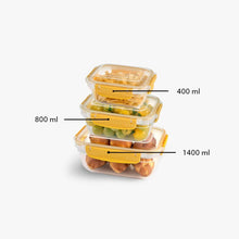 Load image into Gallery viewer, Food Storage Containers - Plastic Sealed Rectangular Set of 3 (400 - 800 - 1400 ml.)