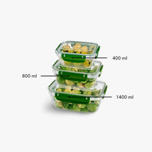 Load image into Gallery viewer, Food Storage Containers - Plastic Sealed Rectangular Set of 3 (400 - 800 - 1400 ml.)