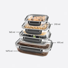 Load image into Gallery viewer, Food Storage Containers - Plastic Sealed Rectangular Set of 4 (310 - 565 - 975 - 1675 ml)