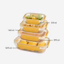 Load image into Gallery viewer, Food Storage Containers - Plastic Sealed Rectangular Set of 4 (310 - 565 - 975 - 1675 ml)