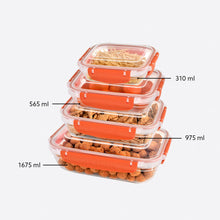 Load image into Gallery viewer, Food Storage Containers - Plastic Sealed Rectangular Set of 4 (310 - 565 - 975 - 1675 ml)