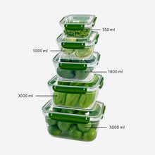 Load image into Gallery viewer, Food Storage Containers - Plastic Sealed Rectangular Set of 5 (550 - 1000 - 1800 - 3000 - 5000 ml)