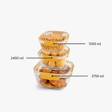Load image into Gallery viewer, Food Storage Containers - Plastic Sealed Square Set of 3 (1500 - 2400 - 3750 ml )