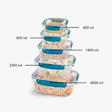 Load image into Gallery viewer, Food Storage Containers - Plastic Sealed Rectangular Set of 5 (400 - 800 - 1400 - 2300 - 4000 ml)