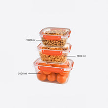 Load image into Gallery viewer, Food Storage Containers - Plastic Sealed Square Set of 3 (1000 - 1800 - 3000 ml)
