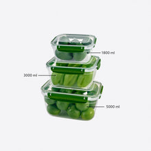 Load image into Gallery viewer, Food Storage Containers - Plastic Sealed Square Set of 3 (1800 - 3000 - 5000 ml)