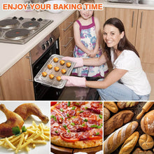 Load image into Gallery viewer, 32x24cm Stainless Steel Air Fryer Basket & Tray Set | Large Oven Crisper Mesh Rack - Silver with baking dishes and food.