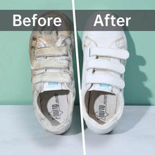 تحميل الصورة في عارض المعرض، Before and after image of shoes cleaned with effective shoe cleaner wipes, showcasing impressive stain removal results.