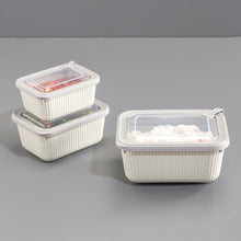 تحميل الصورة في عارض المعرض، Set of three white food containers with clear lids on a gray background