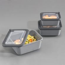 تحميل الصورة في عارض المعرض، Set of three gray food storage containers with clear lids on a gray background