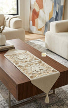 تحميل الصورة في عارض المعرض، Linen handmade runner and cushions set displayed on a coffee table in a stylish living room.
