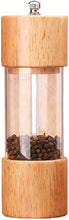 تحميل الصورة في عارض المعرض، Premium wooden pepper grinder with transparent acrylic mill, adjustable coarseness, featuring black pepper inside.