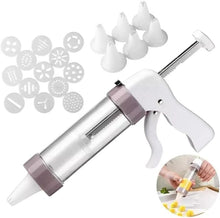 Load image into Gallery viewer, Cookie Press Gun Kit Set Stainless Steel Spritz Cookie Maker Machine for DIY Baking with 13 Discs and 6 Icing Decorating Nozzles for DIY Biscuit Maker and Decoration.