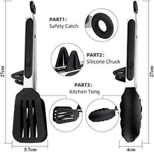 تحميل الصورة في عارض المعرض، Tong / Grabber - Silicone Serving & Cooking Locking Tong Srainer With Built-in Stands