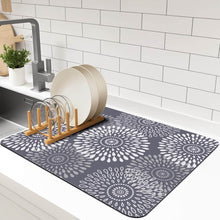 Load image into Gallery viewer, Kitchen mat with floral pattern on a kitchen counter
