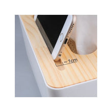 Load image into Gallery viewer, Tissue Box - Plastic with Wooden Cover & Mobile Slot - Paper Napkin Holder Case