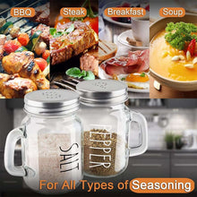 Load image into Gallery viewer, Shakers: Vintage Glass Salt and Pepper seasoning jars Set of 2 with Handles | Stainless Steel Lids