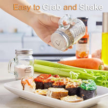 Load image into Gallery viewer, Shakers: Vintage Glass Salt and Pepper seasoning jars Set of 2 with Handles | Stainless Steel Lids