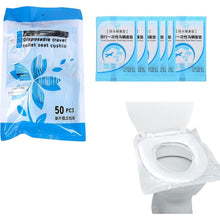 تحميل الصورة في عارض المعرض، Disposable travel toilet seat cushion packaging with a sample cushion on a white background