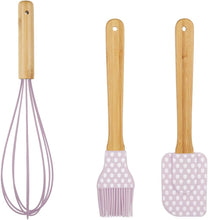 Load image into Gallery viewer, Spatulas/Utensils with Wooden Handle - Silicone Kitchen Utensil Set of 3 (Spatula - Whisk & Brush)