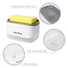 Load image into Gallery viewer, Soap Dispenser with Sponge Holder - Used for Kitchen Sink Dishes Washing Separate Sewage and Sponge