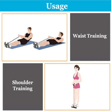 تحميل الصورة في عارض المعرض، Image showing usage of a body trimmer resistance band for waist and shoulder training exercises.