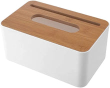 Load image into Gallery viewer, Tissue Box - Plastic with Wooden Cover & Mobile Slot - Paper Napkin Holder Case