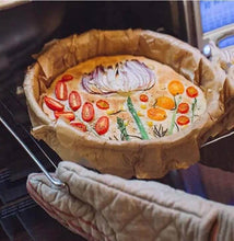 تحميل الصورة في عارض المعرض، 50 Pcs Pack | Non-Stick Baking Paper for Baking & Pastry (30 x 40 cm) with vegetable topped dish being removed from the oven.