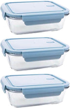 تحميل الصورة في عارض المعرض، Food Storage Containers - Glass with Airtight Lid – Set of 3 Rectangle ( 410 ml - 680 ml - 1040 ml )