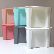 Load image into Gallery viewer, Stack of colorful plastic bins on a white surface with a gray background