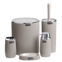 تحميل الصورة في عارض المعرض، طقم اكسسوارات حمام - طقم حمام ديكور 5 قطع (مخطط) - إطار فضي